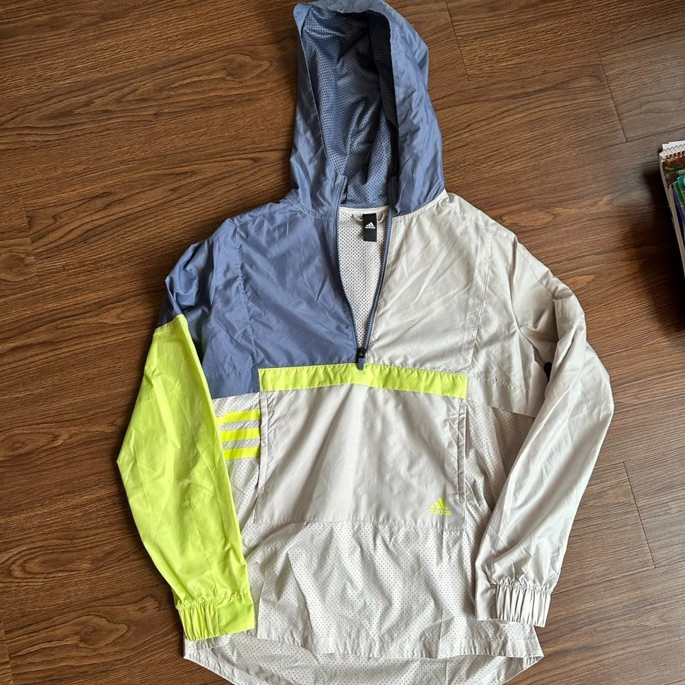 ID Woven Shell Anorak Windbreaker Jacket Grey / Chalk Pearl / Adidas Size Small